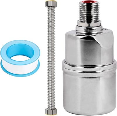 Automatisch vlotterventiel voor watertank zwembad - 1/2 inch vulstandcontroleventiel met afdichtband en golfbuis voor optimale waterbeheersing en zwembadonderhoud