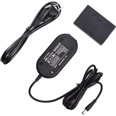 Andoer DR-E12 Dummy Batterij AC Stroomadapter Camera Voeding met Stekker Vervanging voor US plug zwart