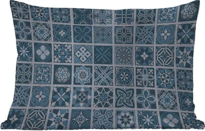 Buitenkussens - Tuin - Bloemen - Blauw - Patronen - Figuren - 50x30 cm