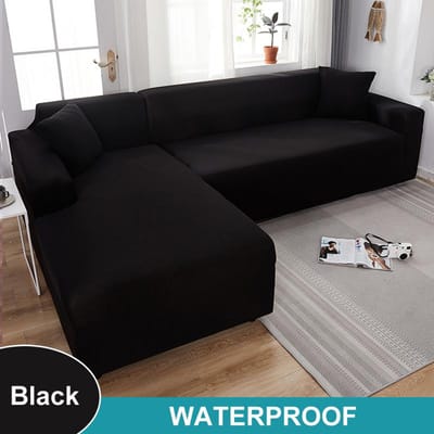 Waterdichte bankhoes 1/2/3/4-zits bankhoes voor woonkamer Elastisch effen L-vormige hoekbankhoes voor slaapbank fauteuil 4 Seater 235-300cm