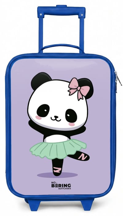 NoBoringSuitcases.com® - Kinderkoffer blauw - Kindertrolley jongen - Kawai - Ballet - Panda - Koffer kind lichtgewicht - Reiskoffer trolley voor kinderen - Koffertje met lichtgevende wieltjes - Rolkoffer