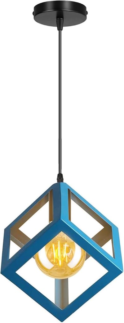 Hanglamp E27 Modern Kroonluchter Geometrische Plafondlamp voor Slaapkamer Woonkamer Keuken Blauw