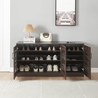Schoenenkast Løten 62x125x36 cm wengé [en.casa]