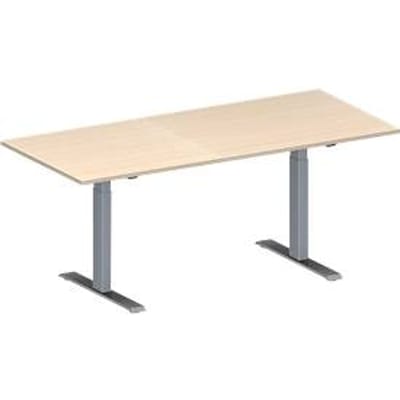 Schäfer Shop  Genius Vergadertafel MODENA FLEX, in hoogte verstelbaar, rechthoekige vorm, T-poot rechthoekige buis, B 1800 x D 800 mm, esdoornpatroon