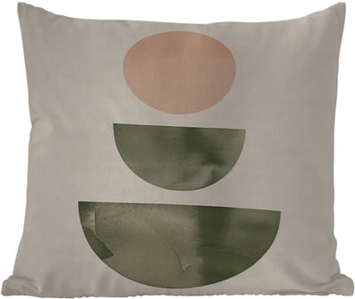 Sierkussen Buiten - Modern - Roze - Groen - Natuur - Geometrisch - Vormen - 60x60 cm - Weerbestendig