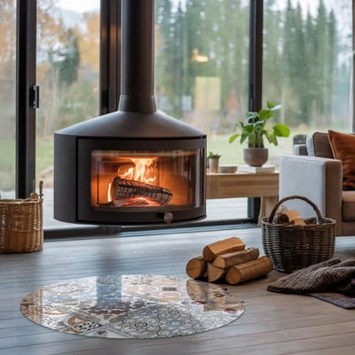 Coloray Vloerplaat Houtkachel - Plaat onder Houtkachel - 90 cm x 90 cm - Kachel Onderplaat - Grijs Vloerplaat Kachel - Verwarmingsaccessoires - Onderplaat Kachel - Houtkachel Vloerplaat - Vloerplaat Voor Kachel
