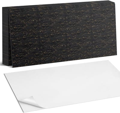 Coloray Plaktegels - Elegant marmerpatroon Zelfklevende Wandtegels - 40 cm x 20 cm - Zwart Plaktegels - 10 stuks - Rechthoek PVC Tegels - Plaktegels Badkamer - Vloertegels Zelfklevend - Vinyltegels Vloer Zelfklevend - Portugese Tegels