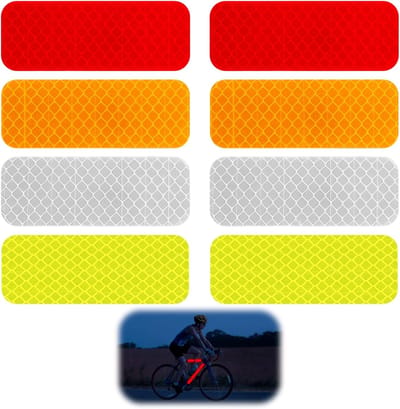 40 stuks reflecterende stickerset met hoge zichtbaarheid - waterdichte, zelfklevende veiligheidsstickers voor helmen, fietsen, scooters, motorfietsen, kinderwagens, nachtzichtverbetering in meerdere