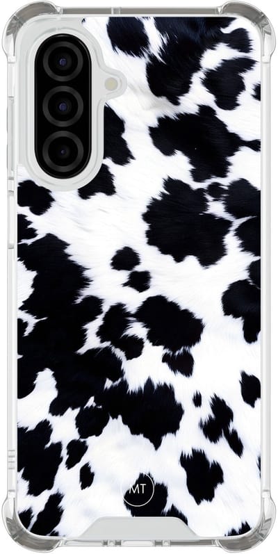 Hoesje (shockproof) geschikt voor Samsung Galaxy A26 - Koeienprint - Extra sterke case - TPU/polycarbonaat - Print - Zwart, Wit, Transparant