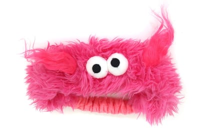 Haarband Flosje Pluche - met Ogen - Fuchsia - Foute Party - Neon - One Size