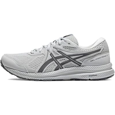 Asics Gel-Contend 7 Comfortabele Lichtgewicht Mesh Synthetisch Leer Lage Top Casual Hardloopschoenen Heren sneaker Grijs 1011B730-020 46 white