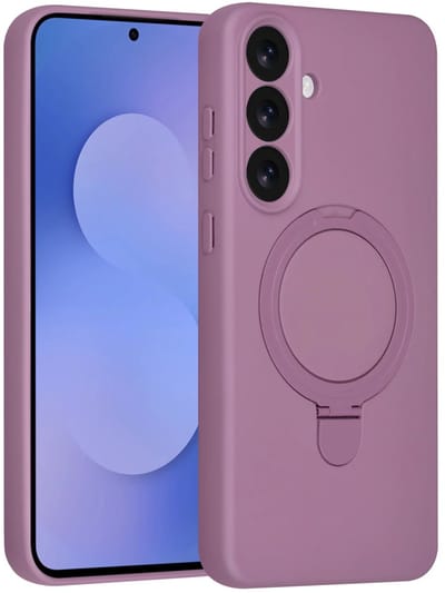 Backcover Hoesje Geschikt voor: Samsung Galaxy S25 FE Volledig Dekkende Schokbestendige Siliconen Backcover met Ringstandaard – 360° Bescherming - Sunset Purple