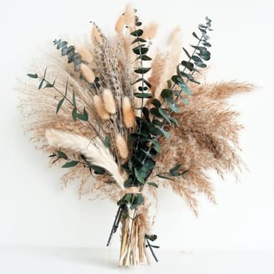 PromoHome Pampasgras Decoratie Set - Groen Kunstmatig Pampasgras & Droogbloemen voor Woonkamer Tafeldecoratie, Zomer Woningdecoratie in Boho-Stijl