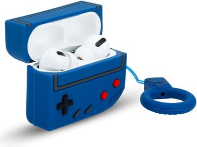 Cadorabo Hoesje geschikt voor Apple AirPod PRO 2 - Design Retro Game Blue - Draagbaar Silicone hoofdtelefoon beschermend geval 3D geval sleutelhanger