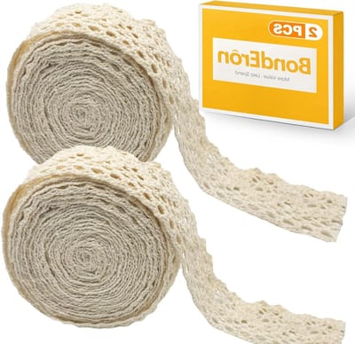 Zelfklevend Kantlint Beige Vintage 2cm Breed - 4m (2 Rollen x 2m) Decoratief Lint voor Bruiloft, Knutselen en Scrapbooking
