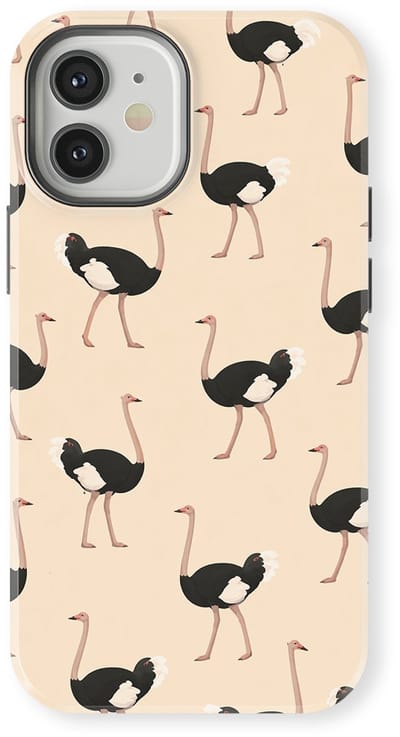 Safari Tough Case geschikt voor iPhone 12 Mini | Premium hoesje met Safari Dieren Design | Geschikt voor Mag | Dieren Print Backcover geschikt voor iPhone 12 Mini Struisvogel