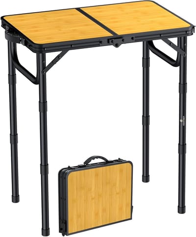 Kleine Opvouwbare Campingtafel, Hoogte Verstelbaar, Lichtgewicht Aluminium Picknicktafel met Draaghandvat voor Buitenactiviteiten, 58 x 40 cm
