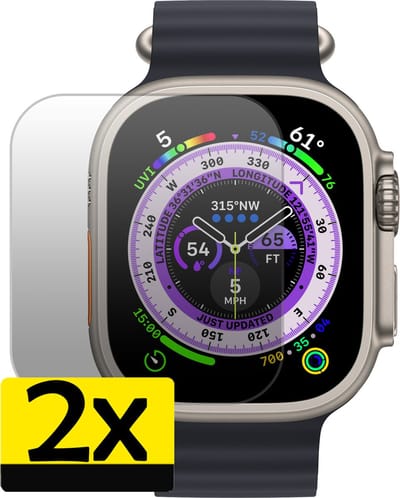 Screenprotector Geschikt voor Apple Watch Ultra Screenprotector Bescherm Glas Screen Protector - Screenprotector Geschikt voor Apple Watch Ultra (49 mm) Gehard Glas - 2 Stuks