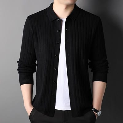 Gestreept Gebreid Heren Lange Mouw Lente Nieuw Vest Heren Revers Business Casual 3XL