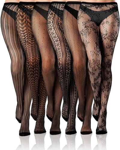 6 Paar Dames Visnet Thigh High Kousen met Gestreept Patroon voor Halloween en Feestjes