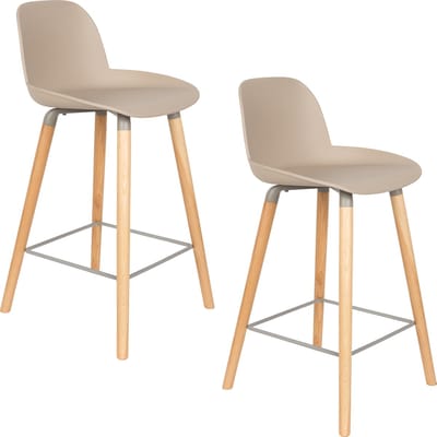 Zuiver Albert Kuip Barkrukken rugleuning 65 cm Taupe - Set van 2