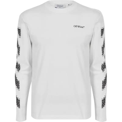 Off White Heren Crew Neck Regular T-shirt (Wit, Zwart)