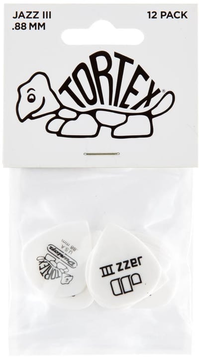 Jim Dunlop Tortex - Plectrums - Pitch Black Jazz III - 0,88 mm - Player's Pack 12 Stuks