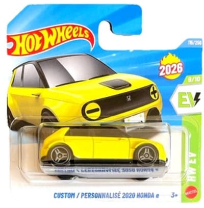 HOT WHEELS CUSTOM PERSONNALISÉ 2020 HONDA e VANILLE YELLOW 115/250 HW EV 9/10 SHORT CARD 1:64 2026