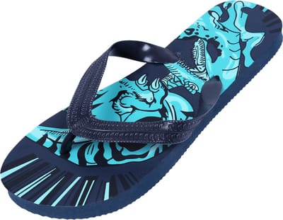 Marineblauwe teenslippers/japs voor jongens met dinosaurusafbeelding