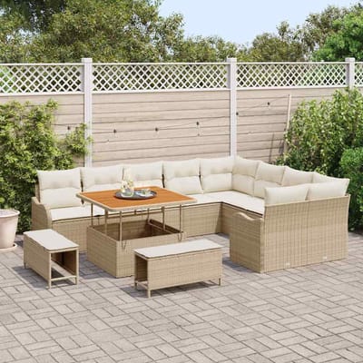 vidaXL - Tuinbank - Set - 12 - st - 11-Aantal - zitplaatsen - Beige - en - Crème