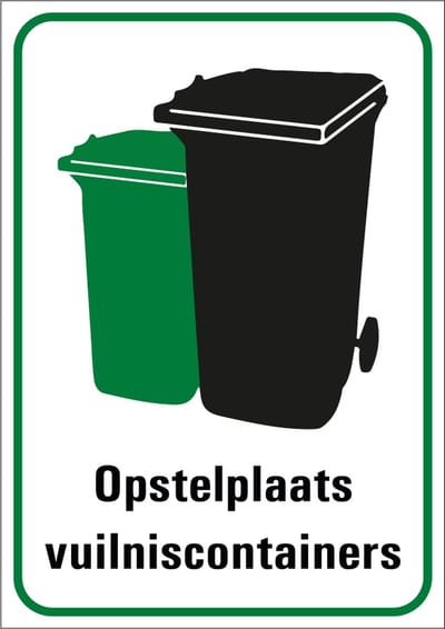 Opstelplaats vuilniscontainers sticker 210 x 297 mm