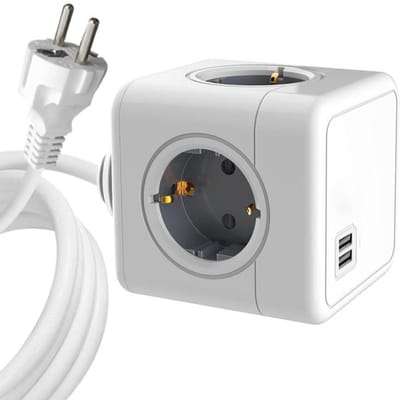 ProXtend 4-weg Schuko Power Cube 1.4M wit met USB