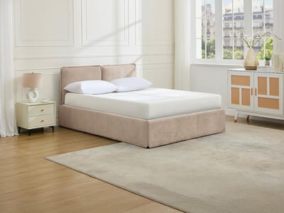Vente-unique Bed met opbergruimte stof lichtgrijs 140 x 190 cm