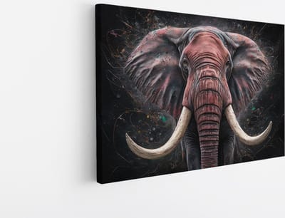 Saammp Canvas Schilderij -Olifant - Portret - Dieren - 30x20 - Foto op canvas - Wanddecoratie - muurdecoratie Woonkamer - Slaapkamer decoratie - Canvas Print