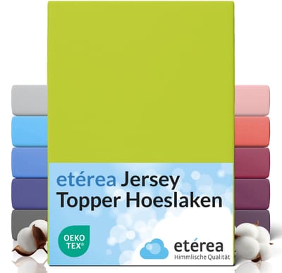 etérea Topper Jersey Hoeslaken 180x200 - 200x200 cm Oekotex Made in Green - 100% katoen - Appelgroen