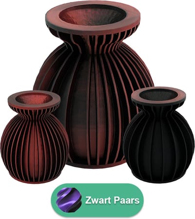 Elin moderne vaas – Decoratieve vaas - Zwart / Paars - 3d geprinte vaas – geschikt voor droogbloemen - 20CM