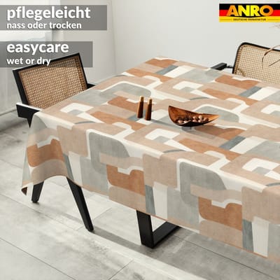 ANRO Tafelkleed Bloemenpatroon Beige 130x90cm Rechte rand Afwasbaar Waterafstotend Binnen & Buiten