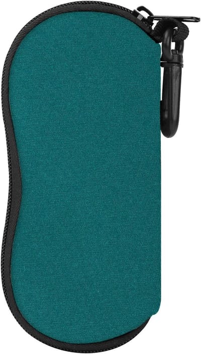 Lichtgewicht neopreen brillenkoker met ritssluiting en riemclip voor zonnebrillen - Groen - Opbergtas voor brillen en meer