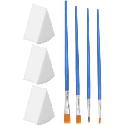 Ensemble de Pinceaux pour Peinture Corporelle Manche Lissant Acrylique Huile Aquarelle Fournitures de Dessin avec Éponges