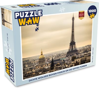 Puzzel Dichte wolken boven Parijs en de Eiffeltoren - Legpuzzel - Puzzel 1000 stukjes volwassenen