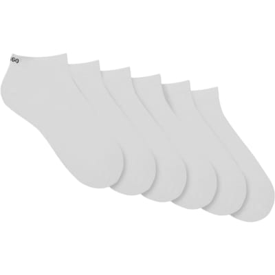 Hugo Unisex onzichtbare sokken voor volwassenen (set van 6) (Wit)