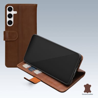 Mobilize Telefoonhoesje geschikt voor Samsung Galaxy S26 Hoesje Echt Leer | Mobilize Wallet Bookcase Portemonnee | Pasjeshouder voor 3 Pasjes | Telefoonhoesje voor Pinpas / OV Kaart / Rijbewijs - Bruin