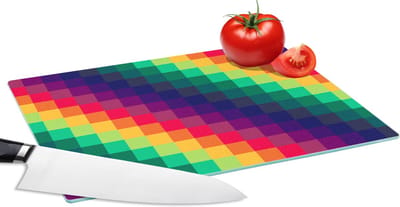 Glazen Snijplank - 28x20 - Regenboog - Patronen - Pixel - Snijplanken Glas