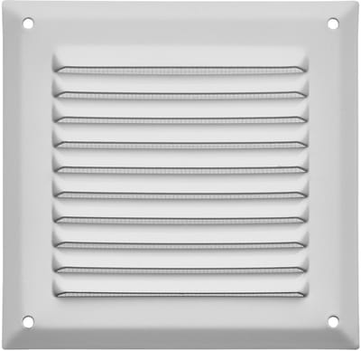 SOTECH aluminium ventilatierooster 140 x 140 mm wit met muggengaas Ventilatierooster voor opschroefbare montage