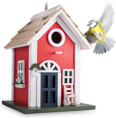 Houten Nestkast Landhuis - Decoratief Vogelhuisje Ophangen voor Tuin en Balkon