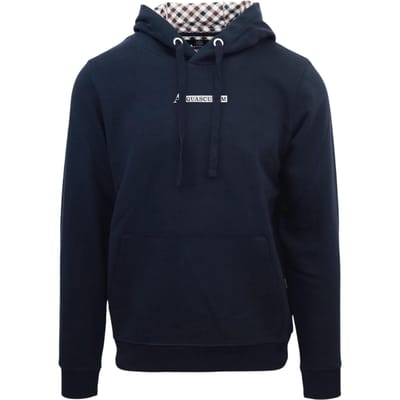 Aquascutum Heren Belettering Hoodie (Marine)
