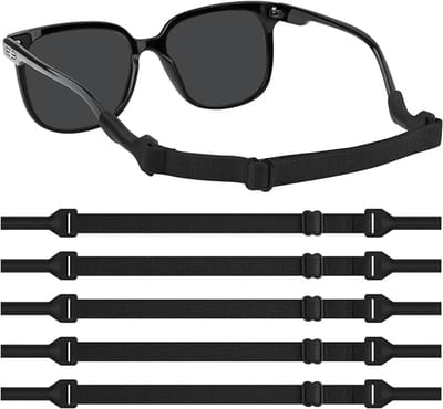 Elastische brillenband, verstelbaar en antislip, geschikt voor hardlopen en wandelen, zwart, 5 stuks.