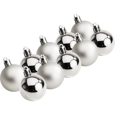 Plastic Kerstballen, 10 stuks, Ø 4,4 cm - Zilver