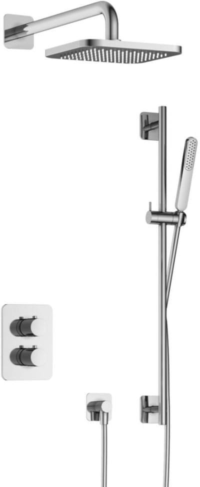 Hotbath Gal - Inbouw Regendoucheset - Chroom - Thermostatisch - Wandarm 35 cm - Hoofddouche 220 mm - Staafhanddouche - Glijstang 900 mm - met 2-Weg Stop-Omstel