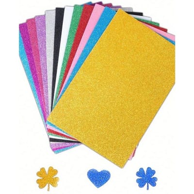 10 pièces/paquet Papier éponge pailleté métallique multicolore, Feuilles de mousse pailletée épaisses sans support adhésif, Pour gaufrage d'artisanat DIY, Pliage de papier d'art mixed color multicolore